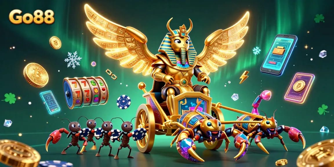 Engage with Go88's thrilling casino adventure featuring vibrant characters and dynamic gambling elements.
