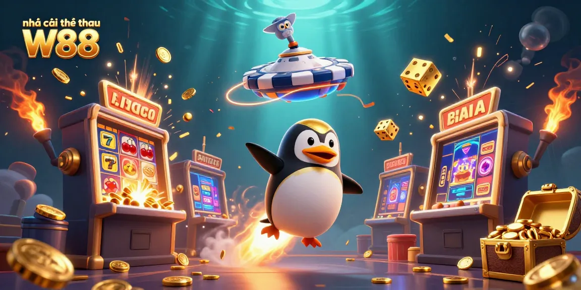 Experience excitement with Nhà cái thể thao W88, featuring vibrant 3D characters and casino elements.