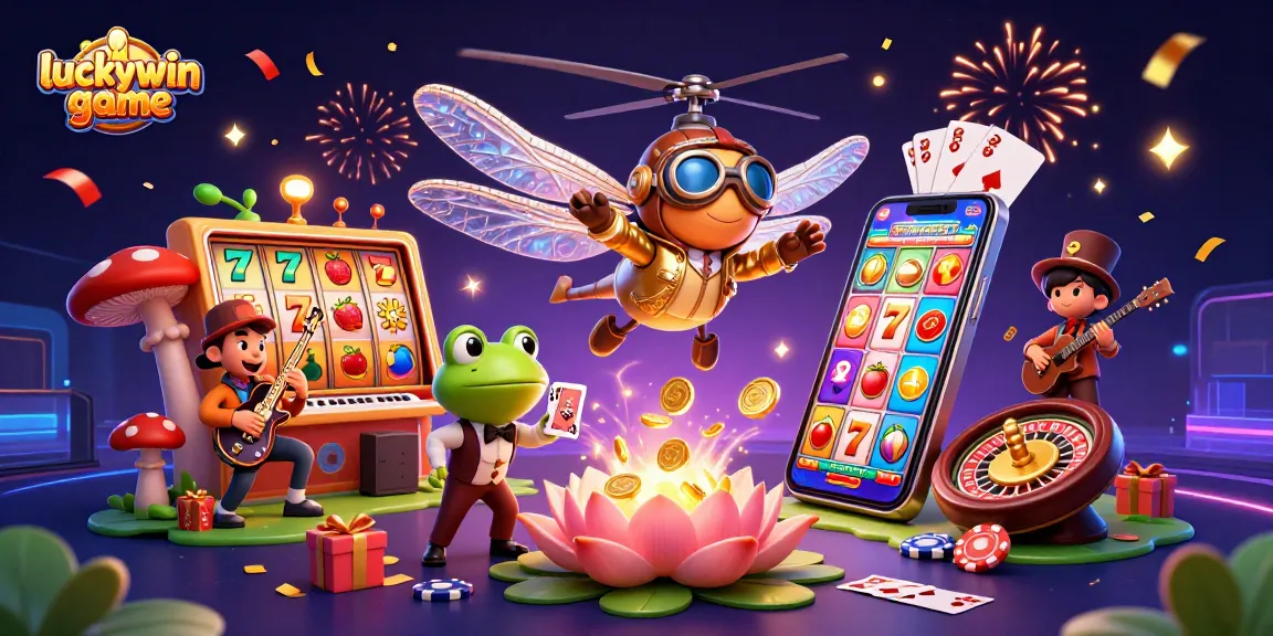 Play the luckywin game with vibrant casino elements and engaging characters in a dynamic scene.