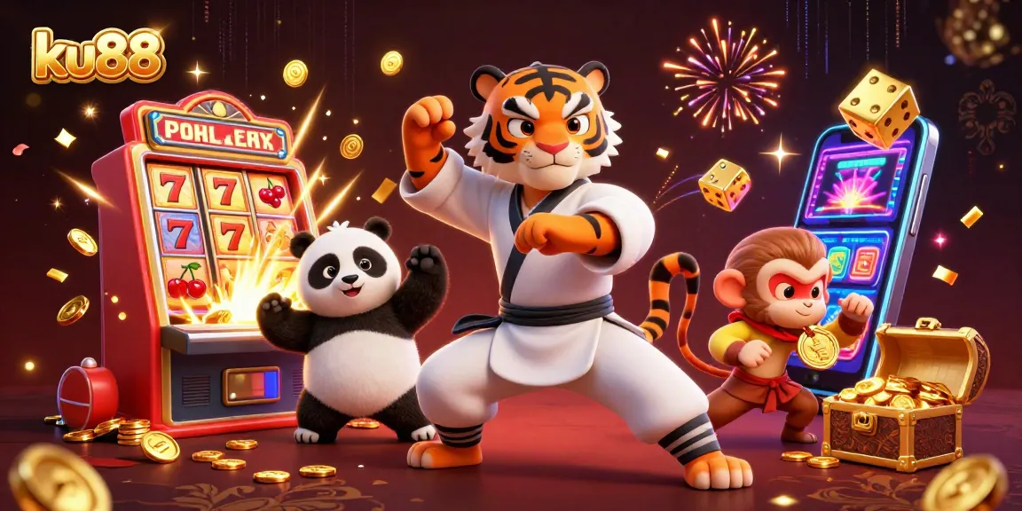 Play at ku88 and enjoy exciting games with golden jackpots bursting from slot machines