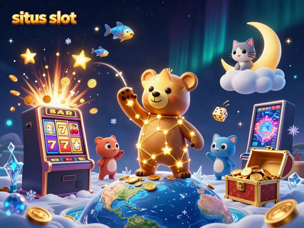 Situs slot features a magical scene with a constellation bear and slot elements bursting with coins.