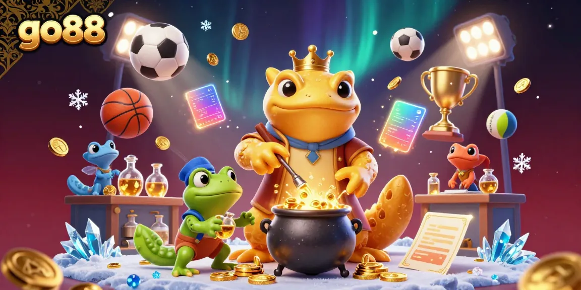 Experience the excitement of go88 with dynamic gaming elements in this vibrant casino-themed illustration.