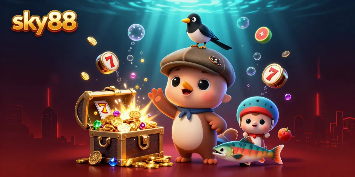 Engage with sky88's playful online gaming experience through dynamic elements and colorful characters.