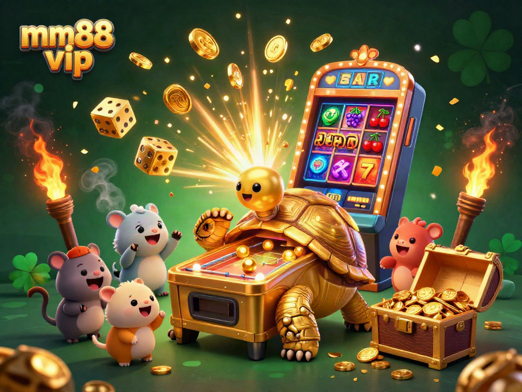 Engage with mm88 vip at a vibrant casino scene, showcasing games and festive elements.