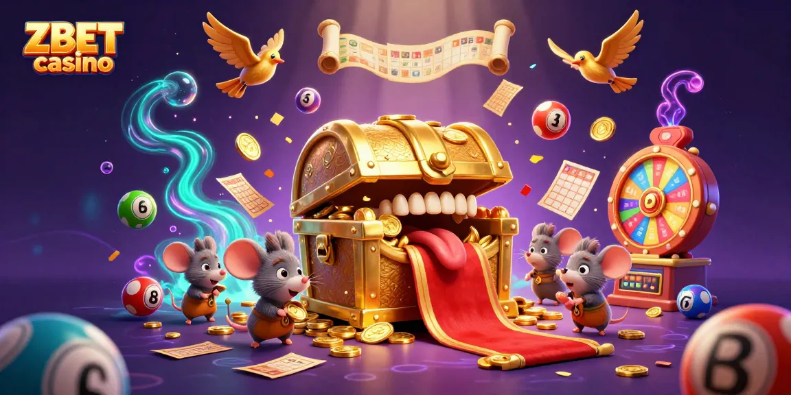 Experience exciting rewards at ZBET casino with dynamic elements and vibrant characters in a captivating scene.