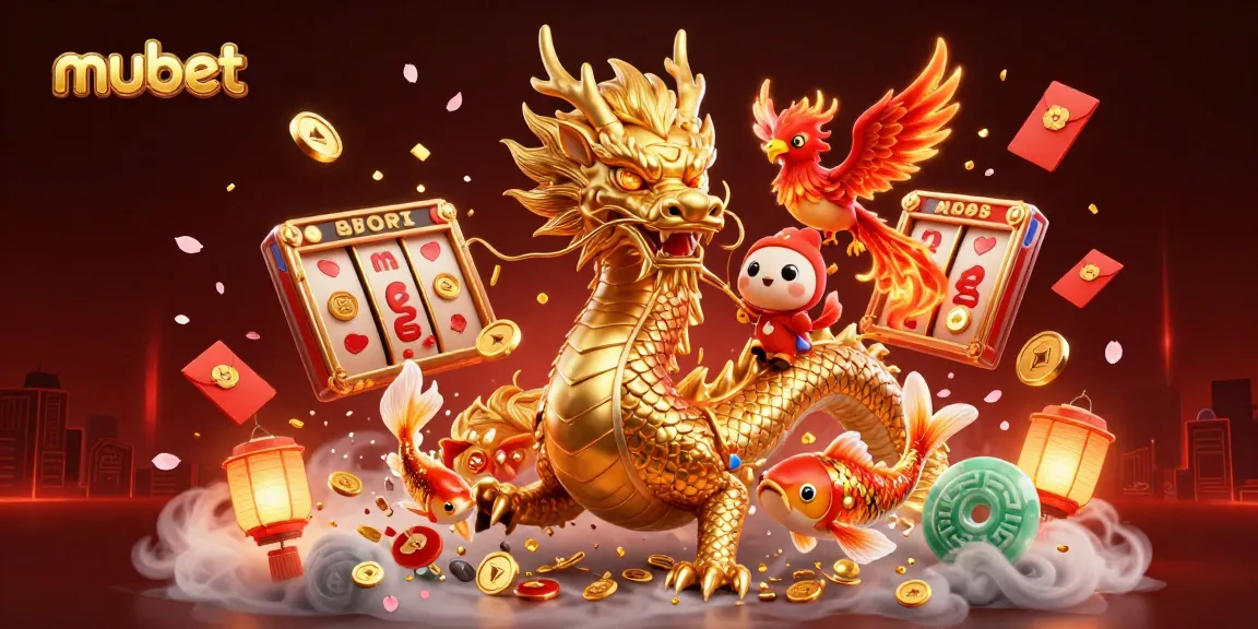 Experience the thrill of winning with MUBET's immersive casino scene featuring captivating characters and vibrant jackpot elements.