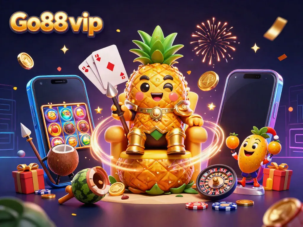 Go88 vip rewards players with excitement in a colorful beach casino scene.