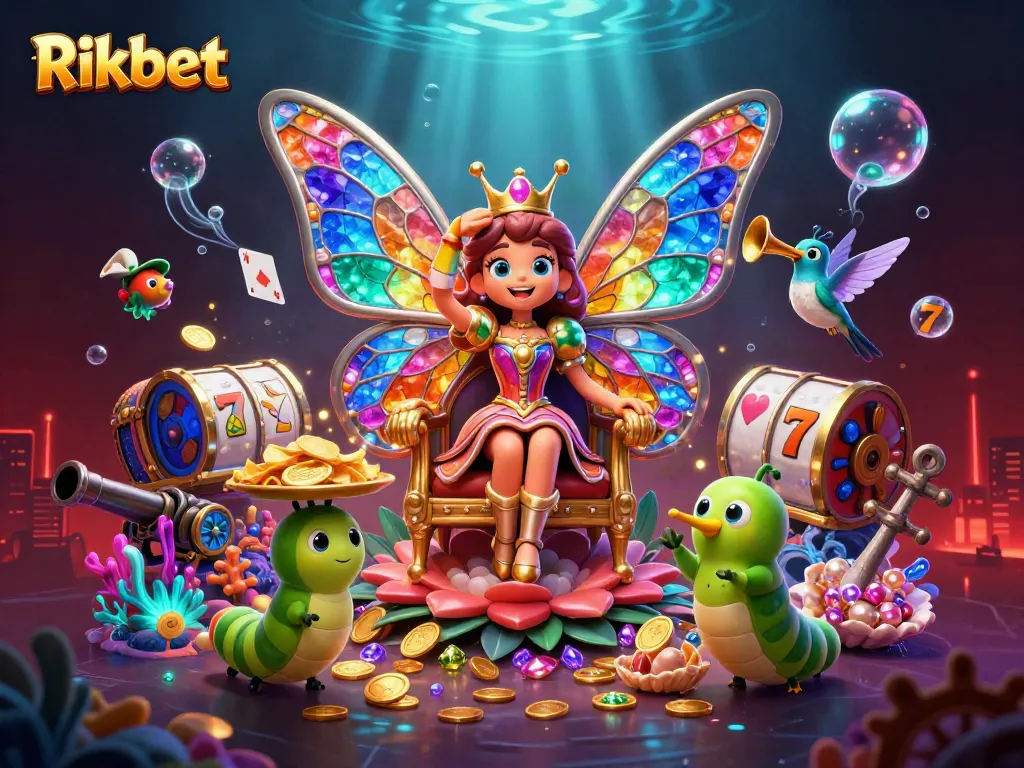 Experience exhilarating gaming with Rikbet's vibrant underwater casino theme illustration.