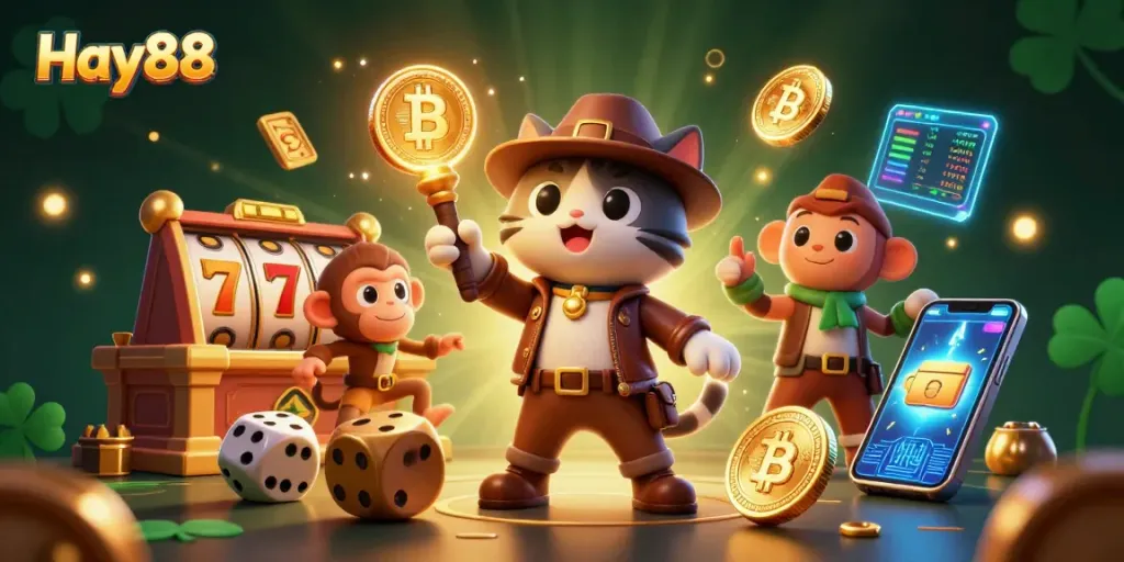Engage in thrilling gameplay with Hay88 as a cat archaeologist uncovers casino treasures.