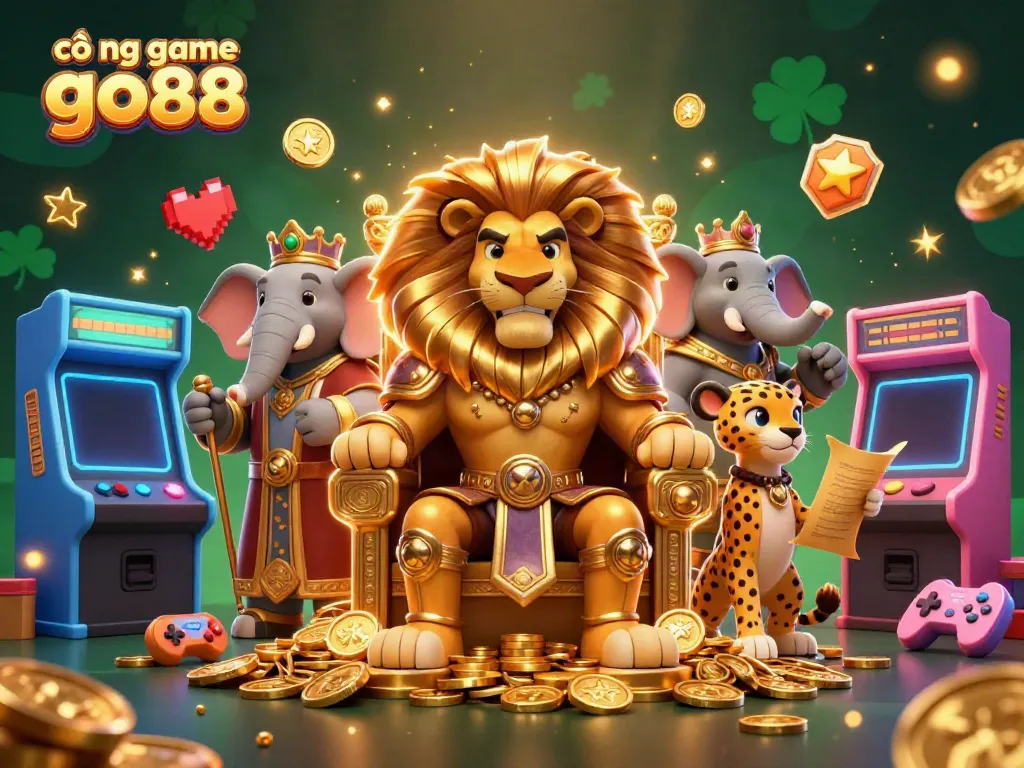Experience the excitement of the cổng game go88 with vibrant characters and colorful arcade elements.