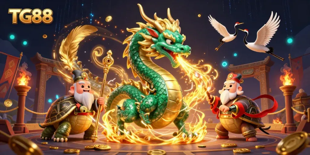 Experience the thrill of gaming at TG88 with vibrant dragons and mystical elements igniting excitement.