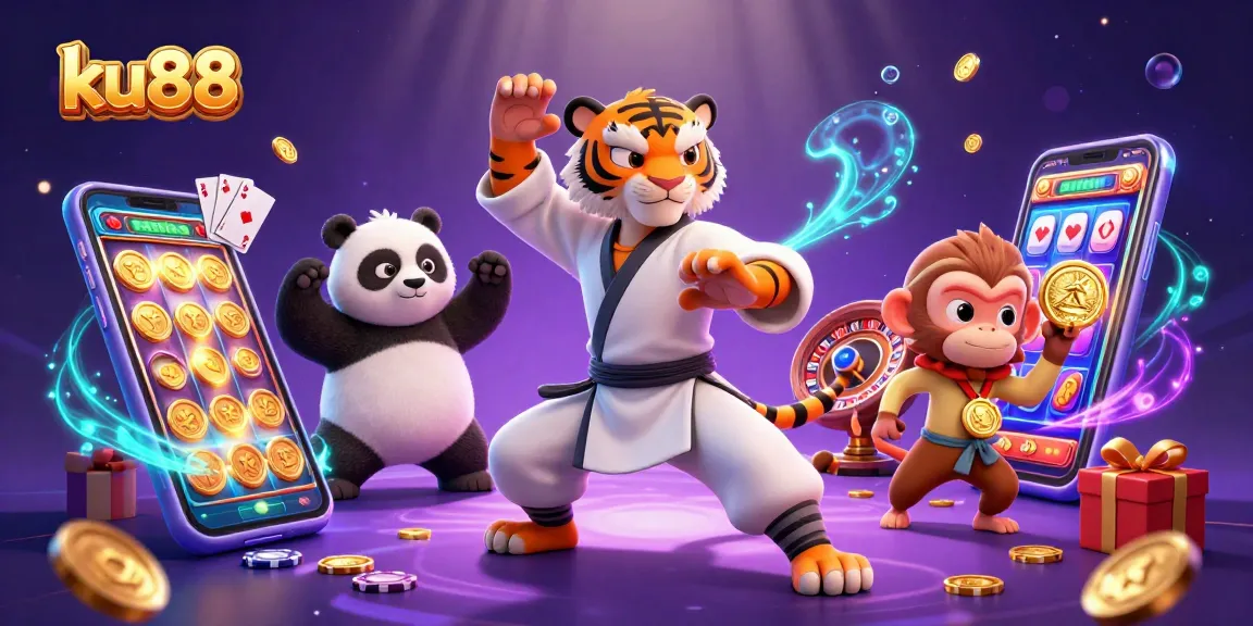 Engage with ku88’s thrilling casino experience featuring lively characters in a vibrant game environment.