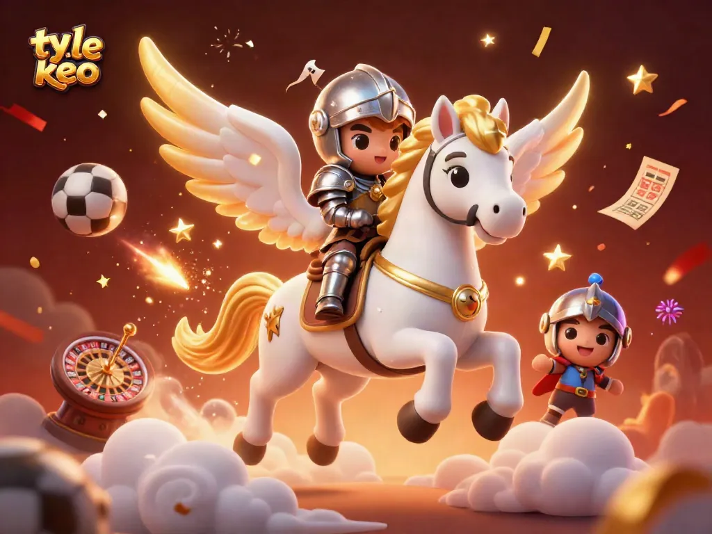 Engage with ty le keo's vibrant gambling scene featuring a mystical horse and knight amidst dynamic betting elements.