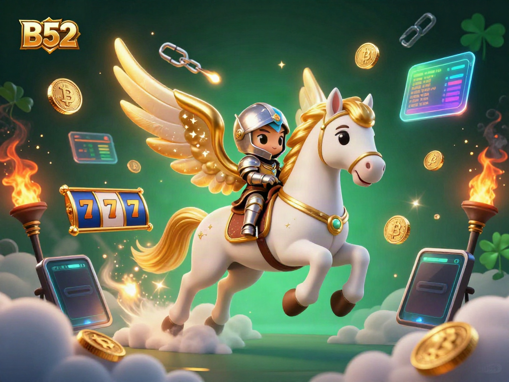 Experience thrilling slot action with B52 in this vibrant casino-themed illustration.
